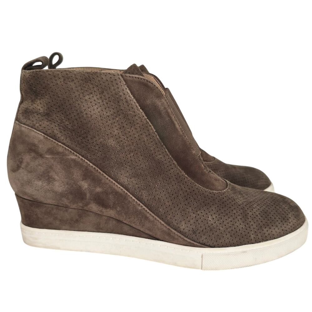 Linea Paola Anna Wedge Sneaker Women's 9.5M Dark Olive Suede Boho Casual Comfort